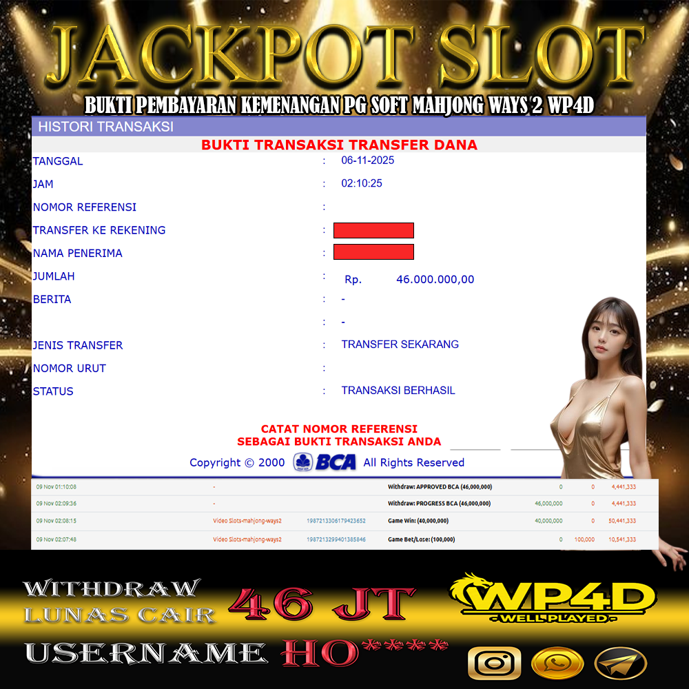 WP4D JACKPOT PG SOFT MAHJONG WAYS 2 Rp.46.000.000,- LUNAS