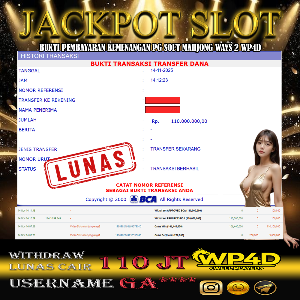 WP4D JACKPOT PG SOFT MAHJONG WAYS 2 Rp.110.000.000,- LUNAS